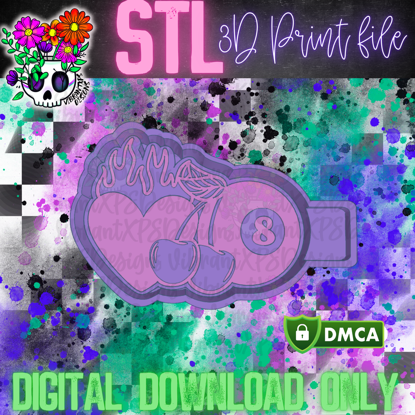 8 Ball Heart Cherries Mold Maker STL File