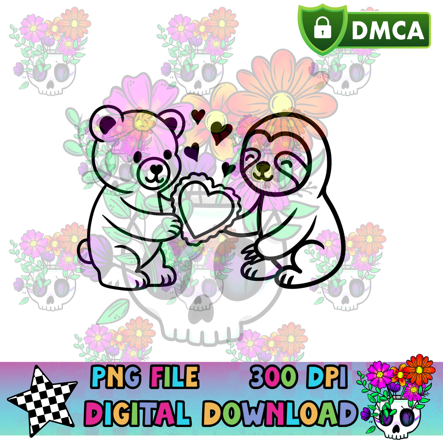 Bear+Sloth Valentine - PNG