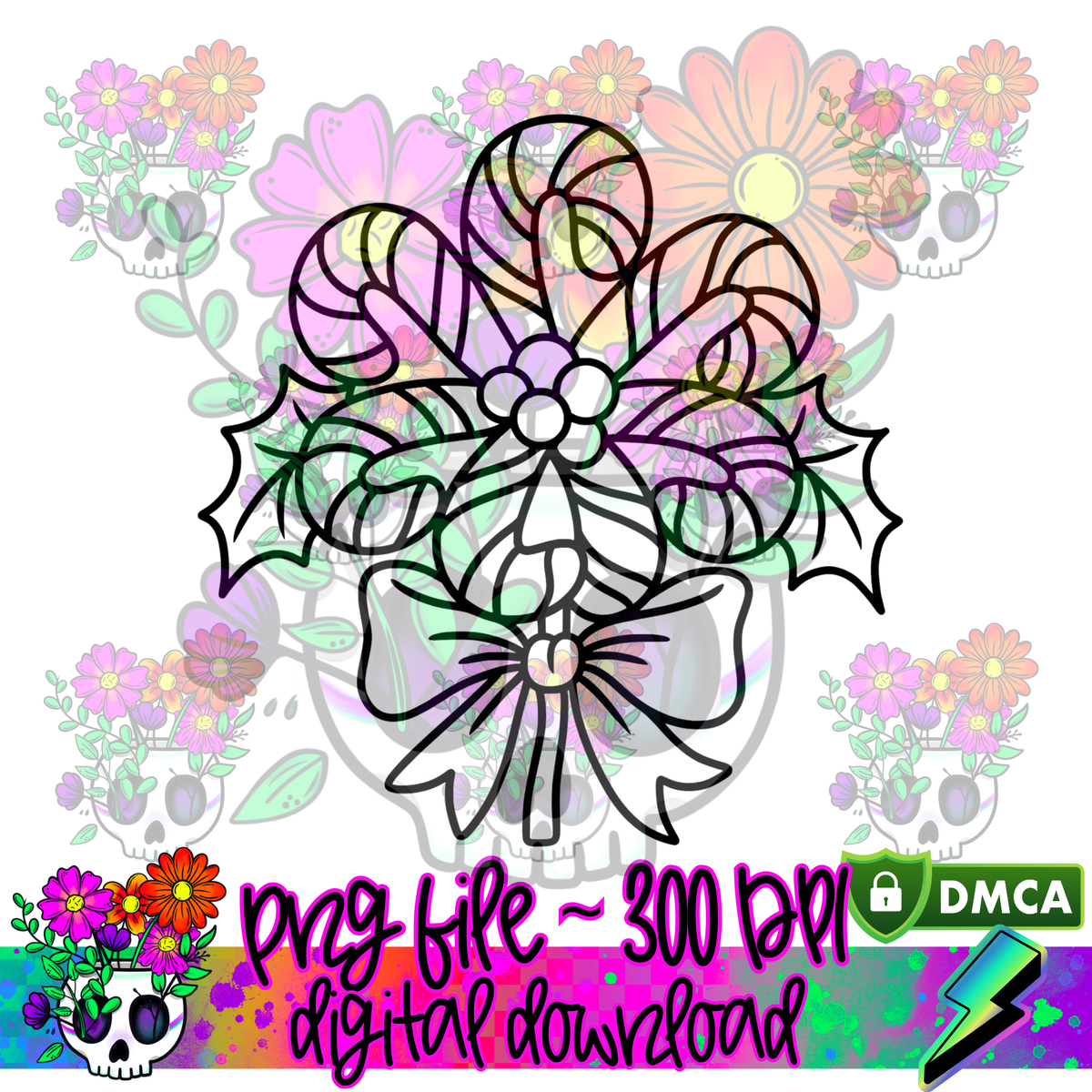 Candy Cane Flower - PNG