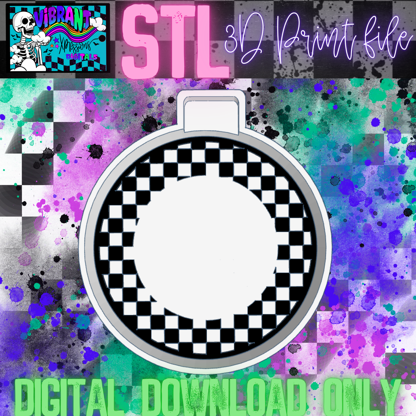 Checkered Circle Cardstock Frame Mold Maker STL File