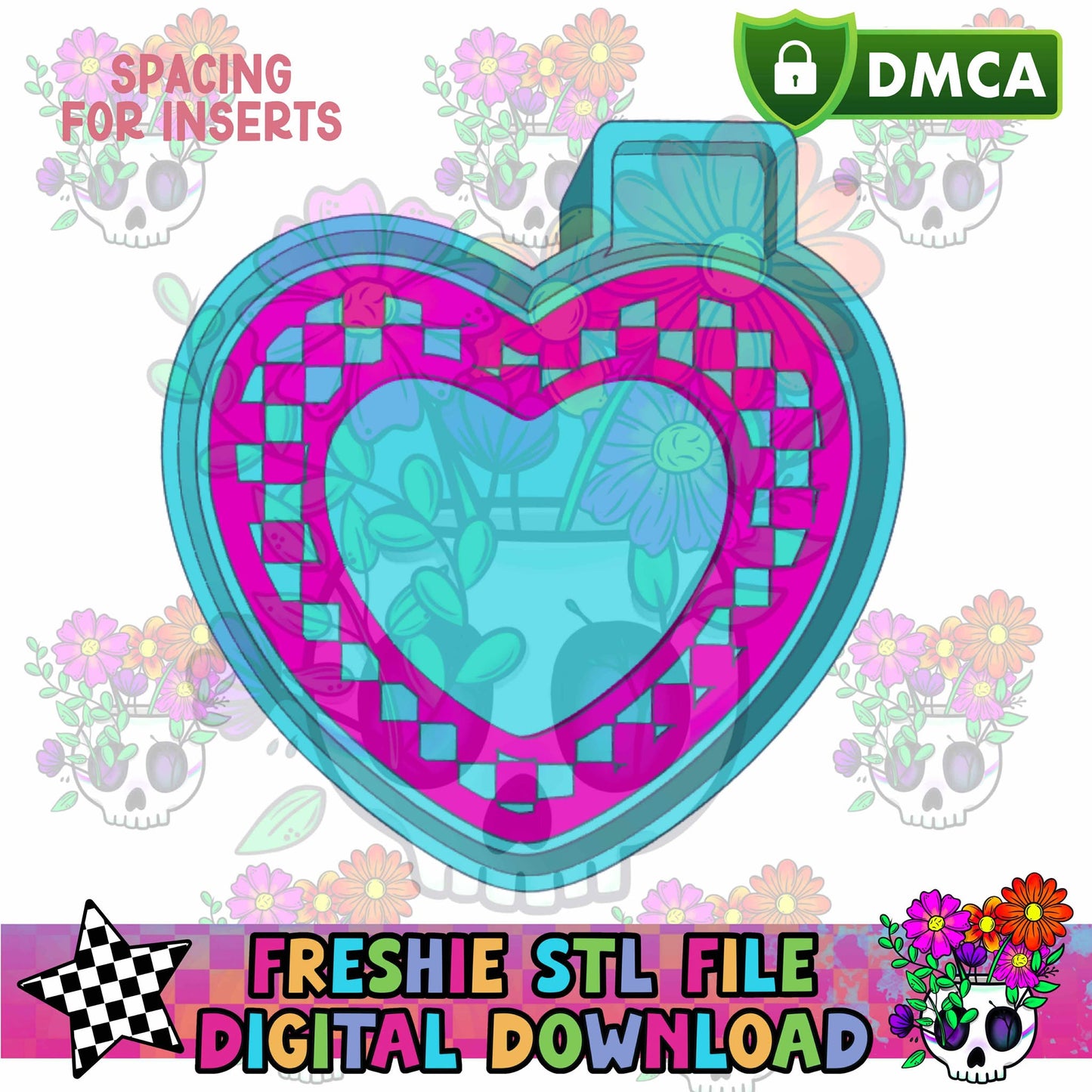 Checkered Heart (Inserts) Mold Maker STL File