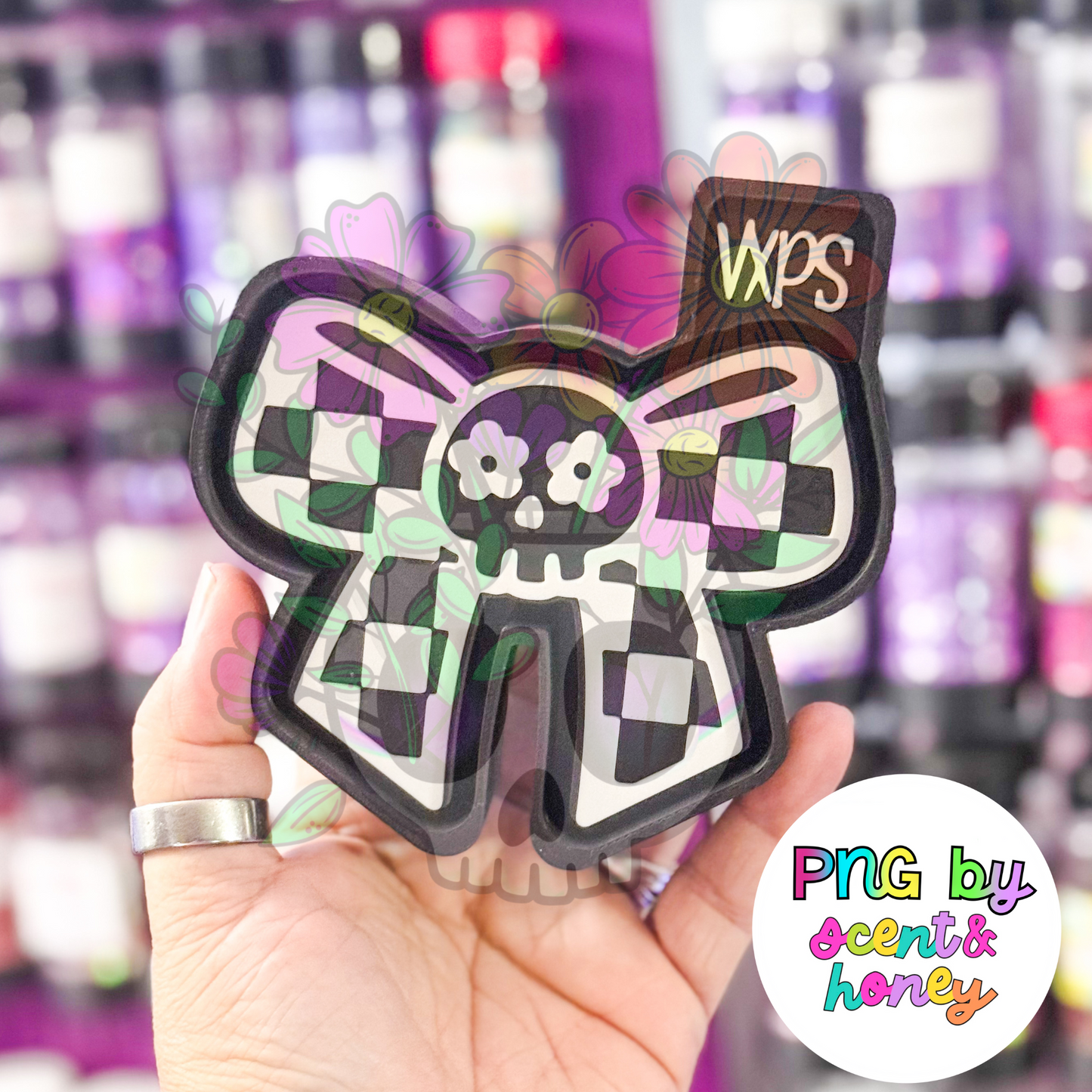 Checkered Skull Bow Freshie Mold - Semi Exclusive