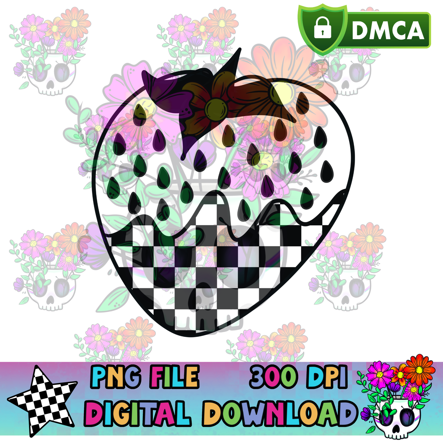 Checkered Strawberry - PNG