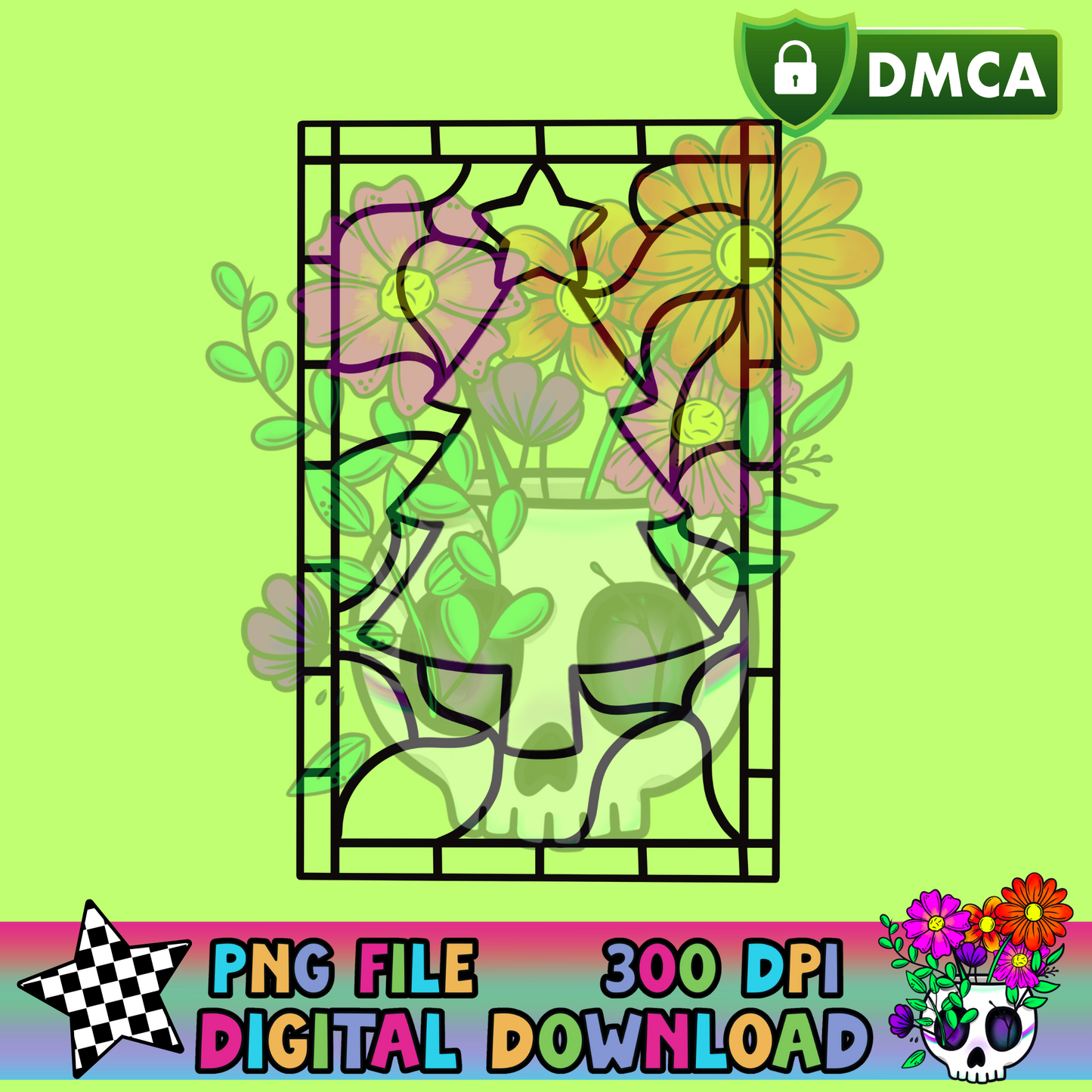 Christmas Tree Stained Glass- PNG