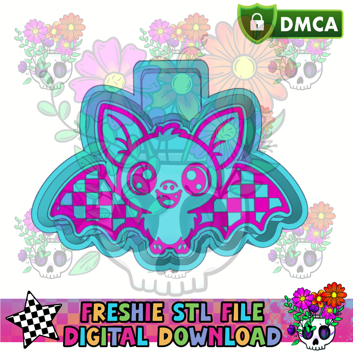 Cutie Checkered Bat Mold Maker STL File
