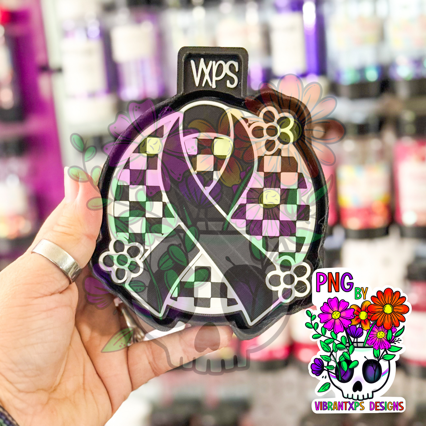 Checkered Awareness Ribbon Dasies - Freshie Mold