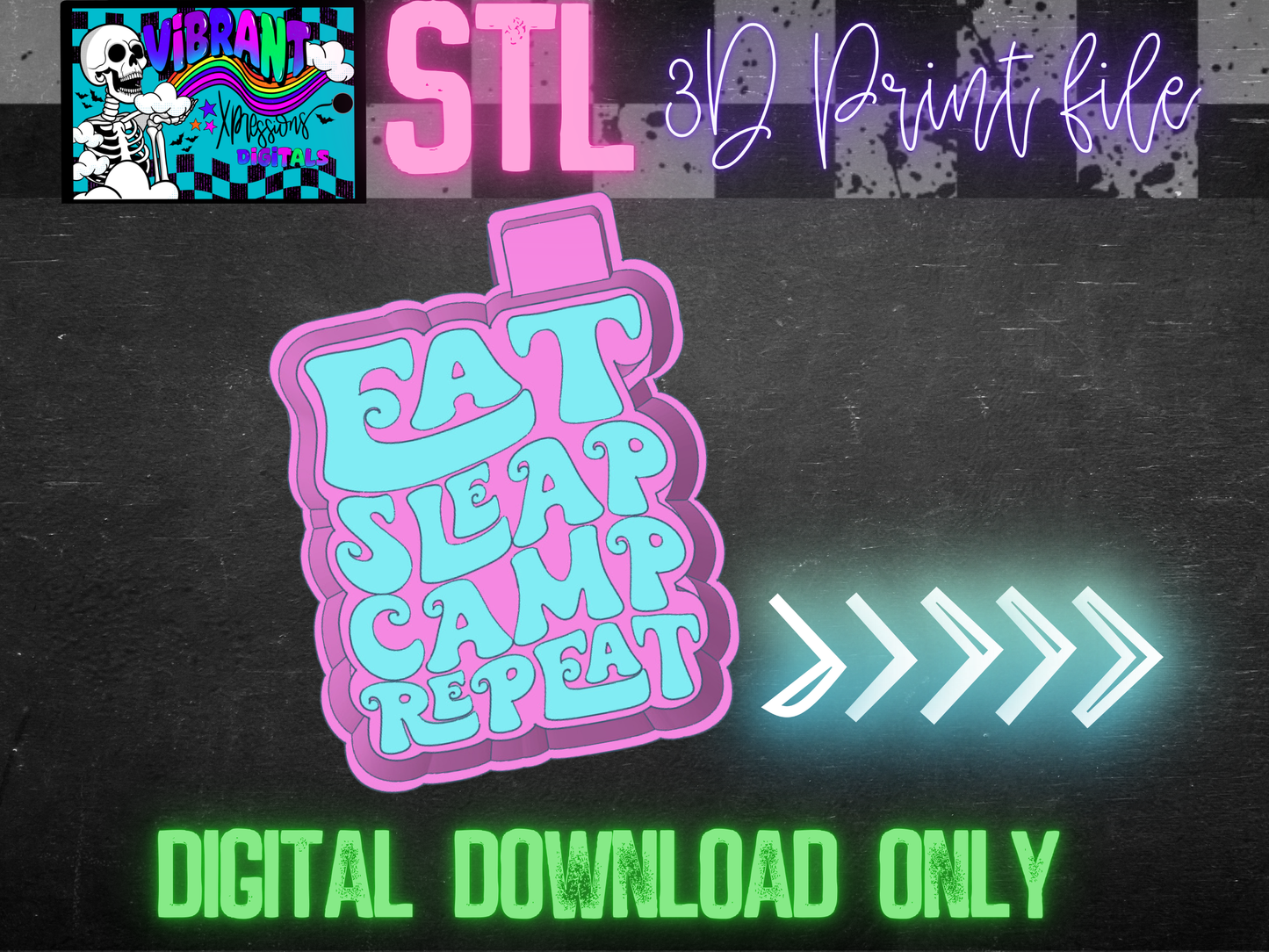 Eat Sleep Camp Repeat Mold Maker STL File
