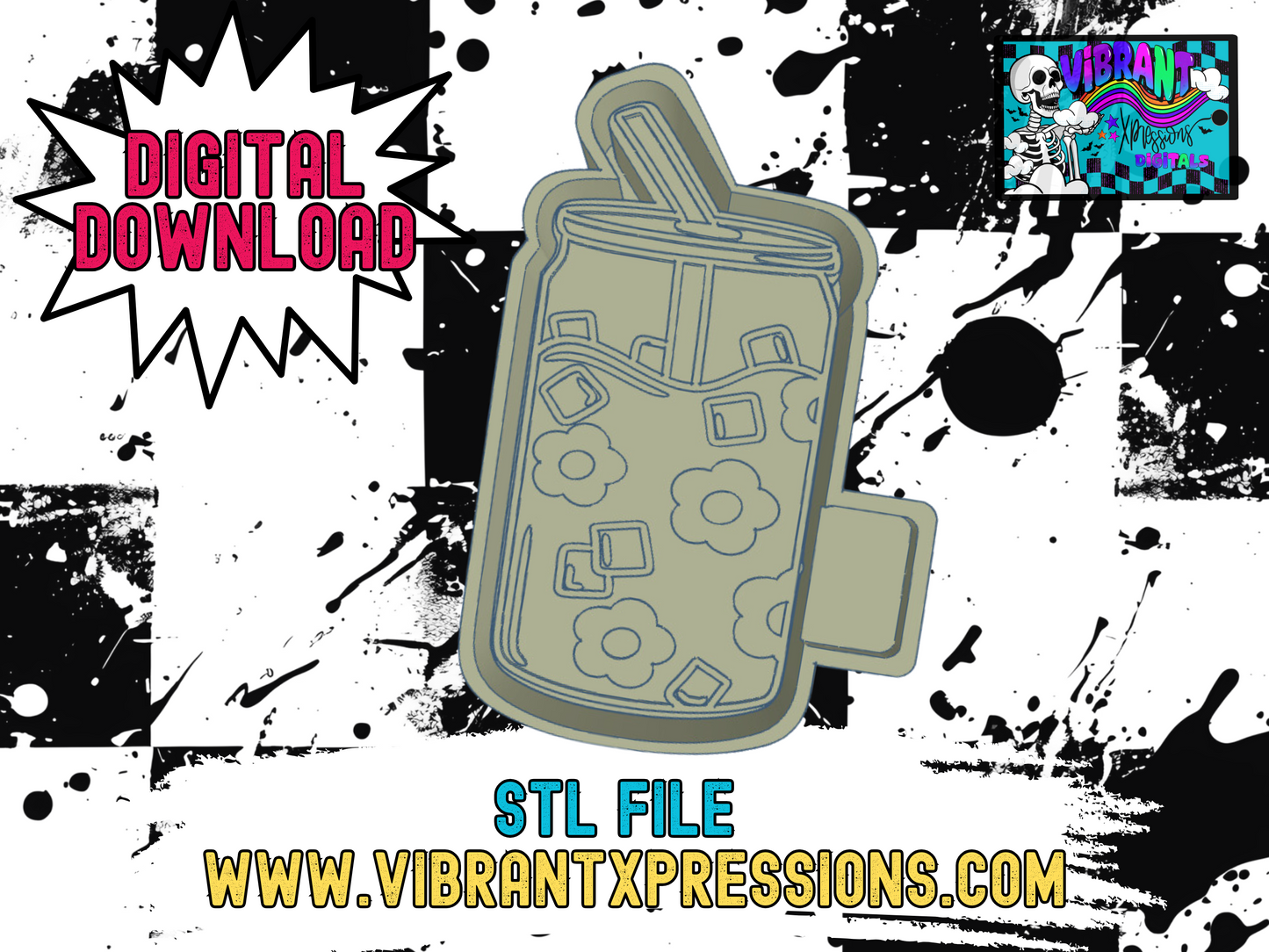 Flowered Glass Can Mold Maker STL File