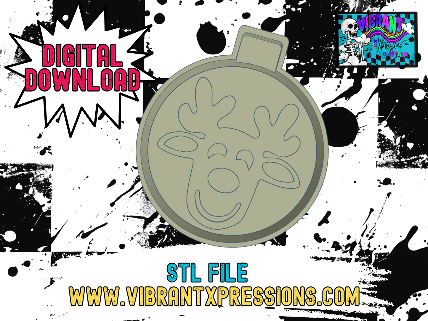 Reindeer Cookie Mold Maker STL File