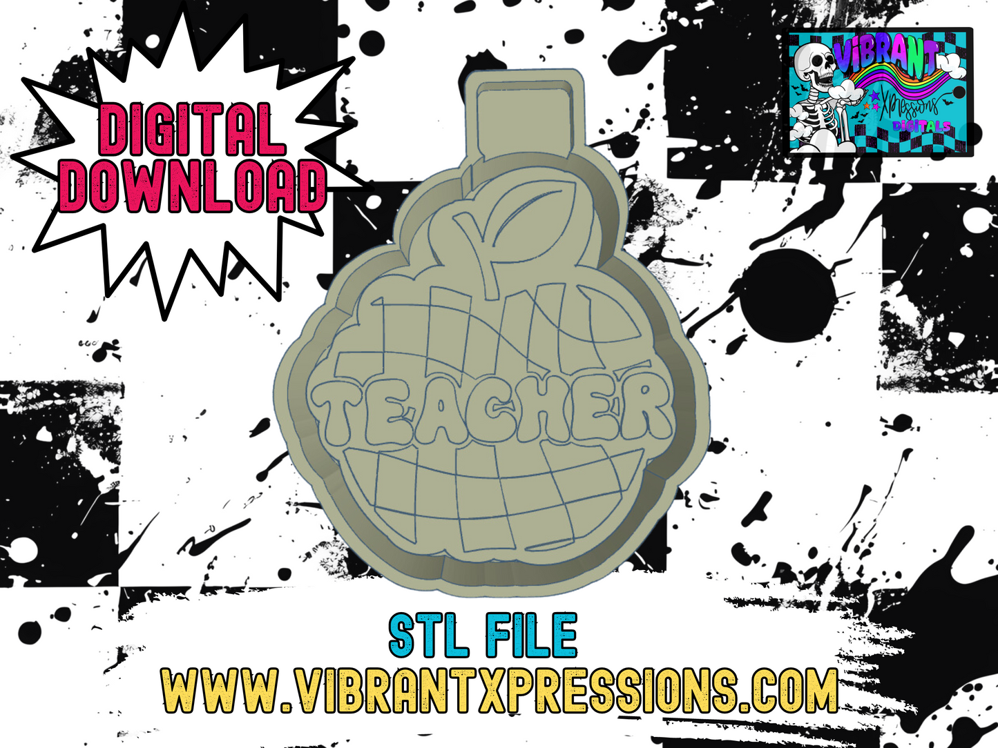 Checkered Teacher Apple Mold Maker STL File