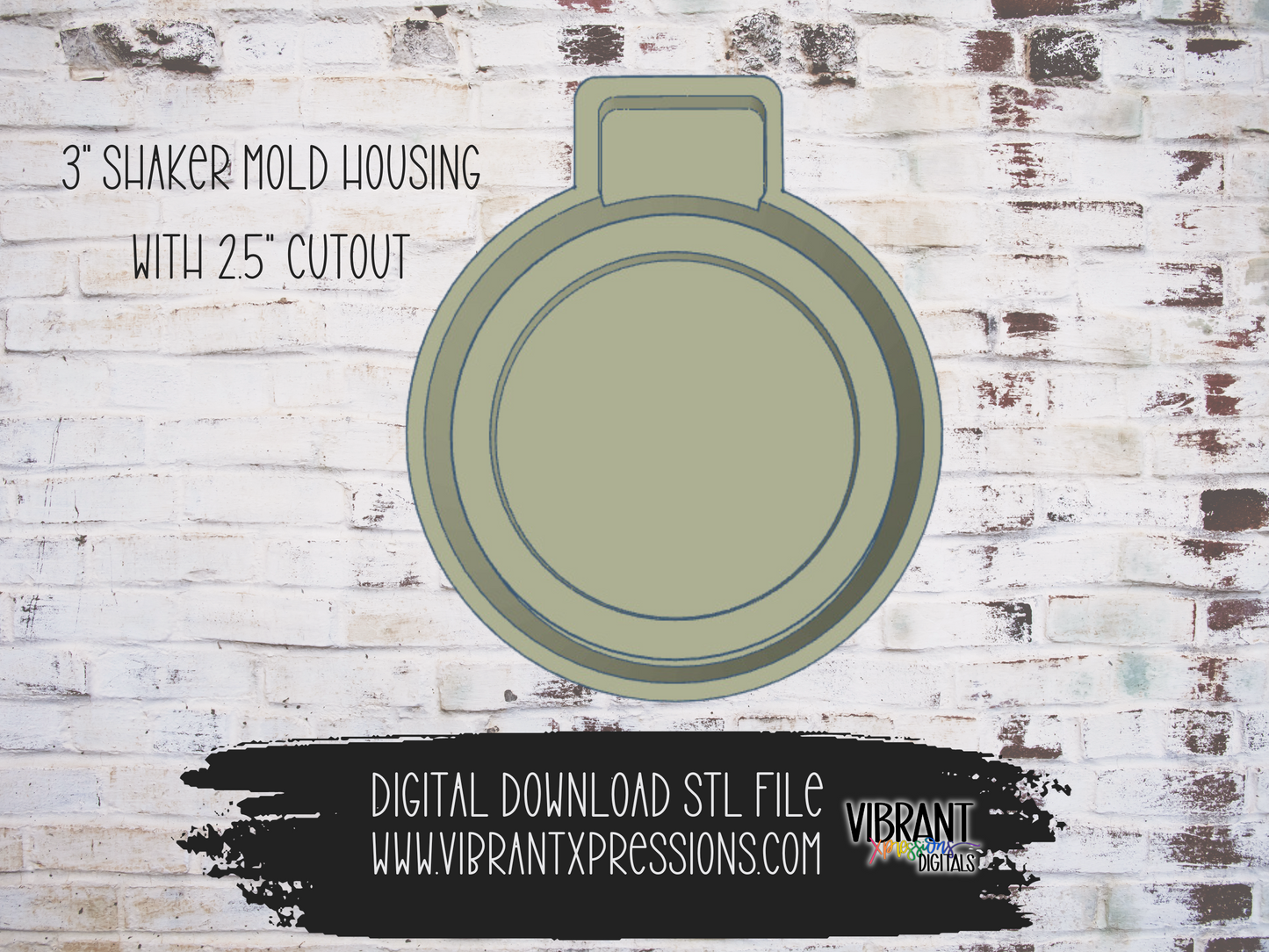 3" Circle Shaker with 2.5" Cutout Housing Mold Maker STL File