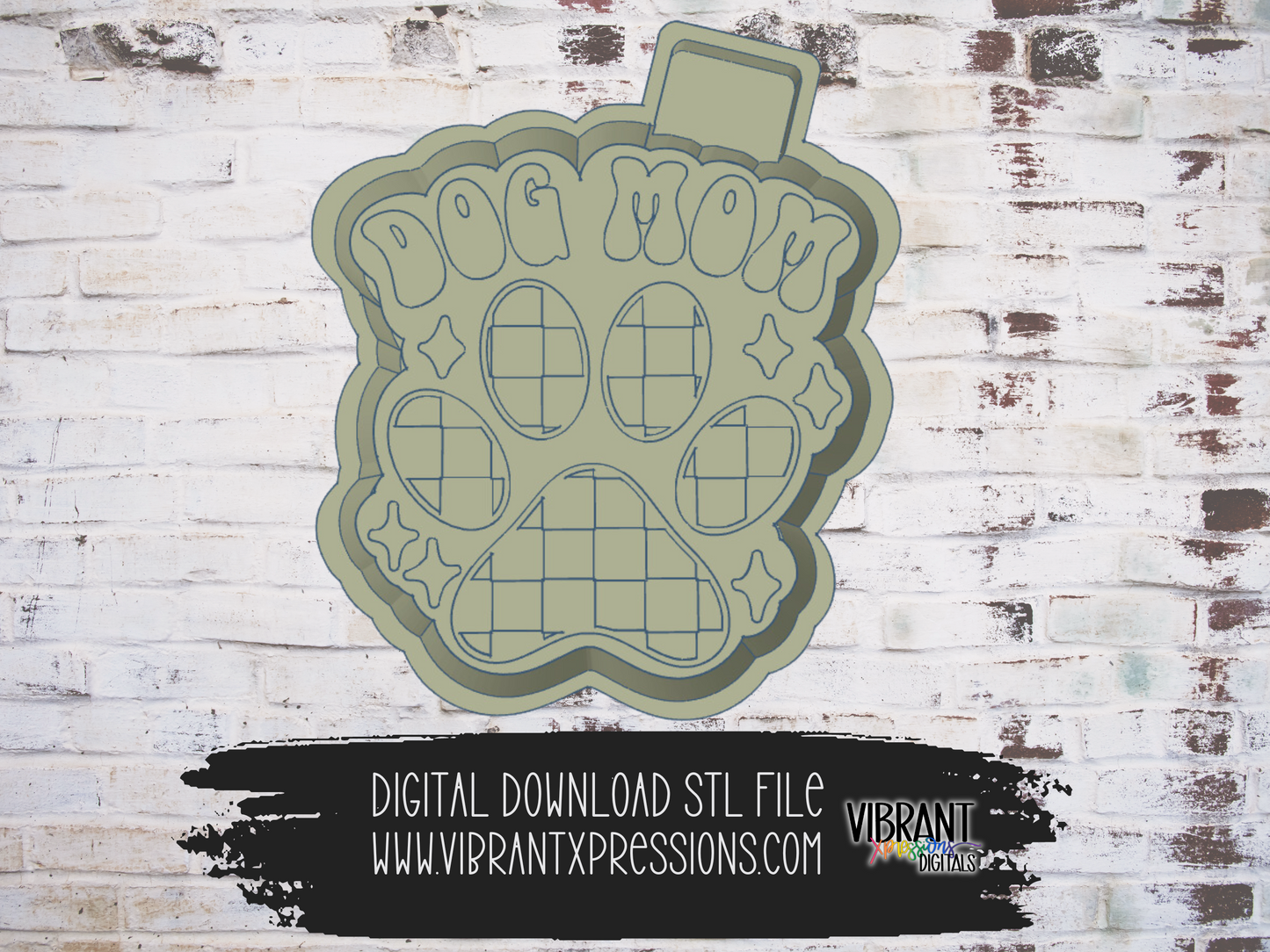 Checkered Dog Mom Mold Maker STL File