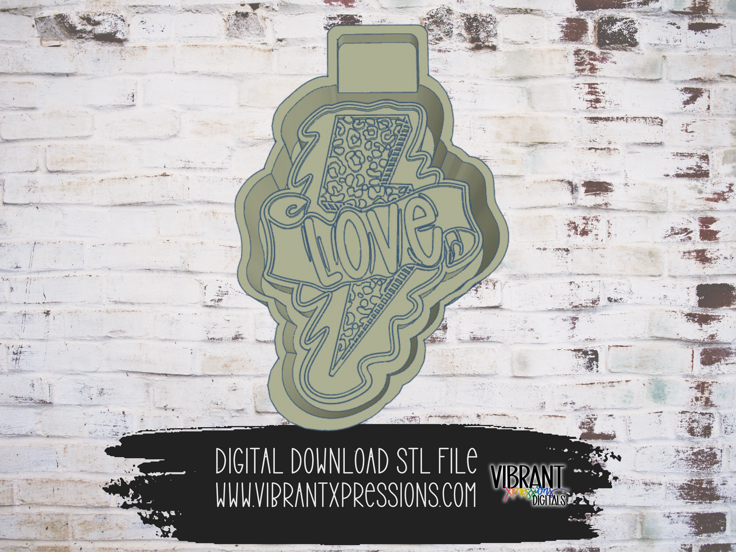 "Love" Leopard Lightining Bolt Housing Mold Maker STL File