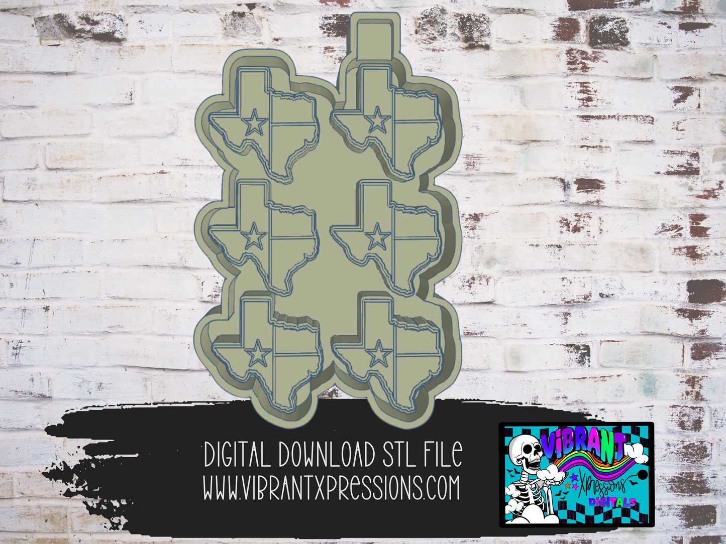 Texas Shape with Flag Wax Melt Mold Maker STL File