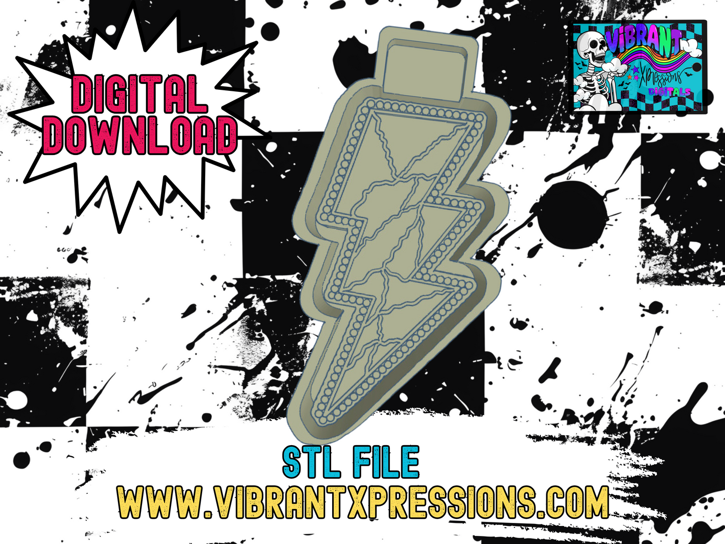 Marbled Lightning Bolt Mold Maker STL File