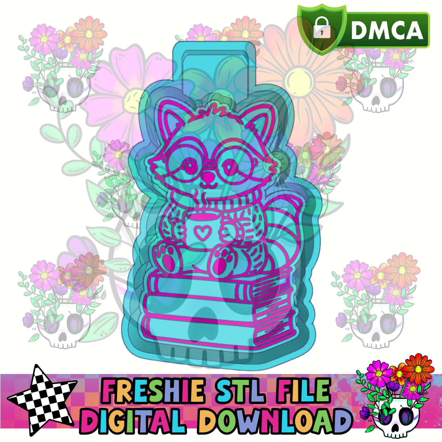 Fall Bookish Raccoon Mold Maker STL File