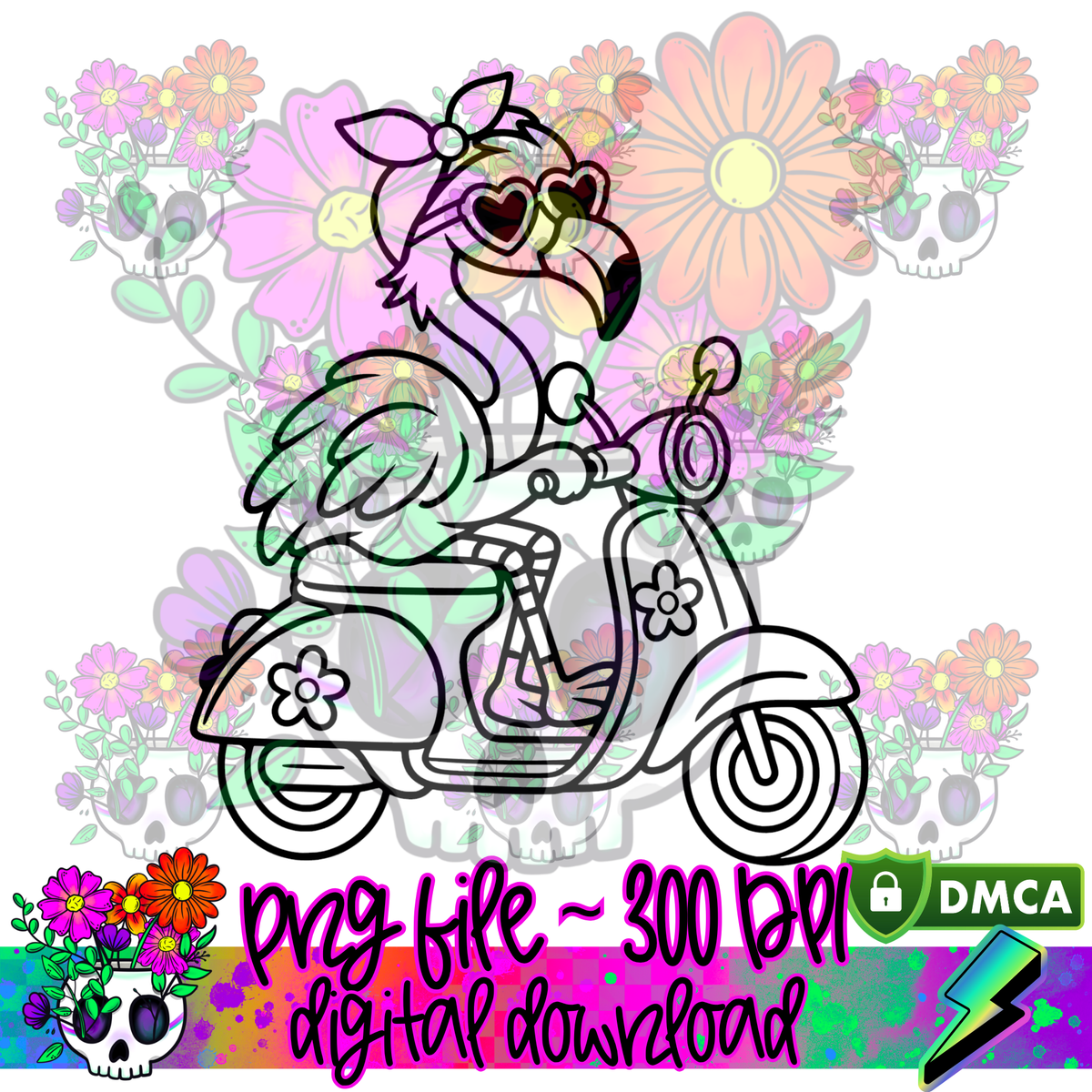 Flamingo Scooter - PNG