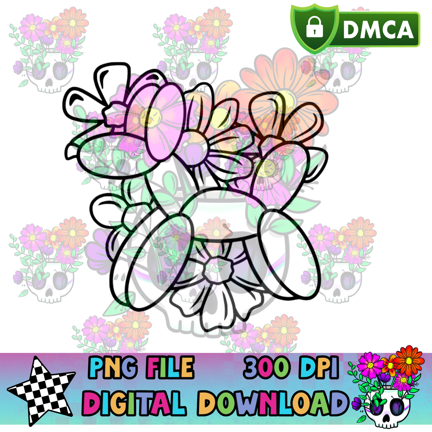 Floral Balloon Dog - PNG