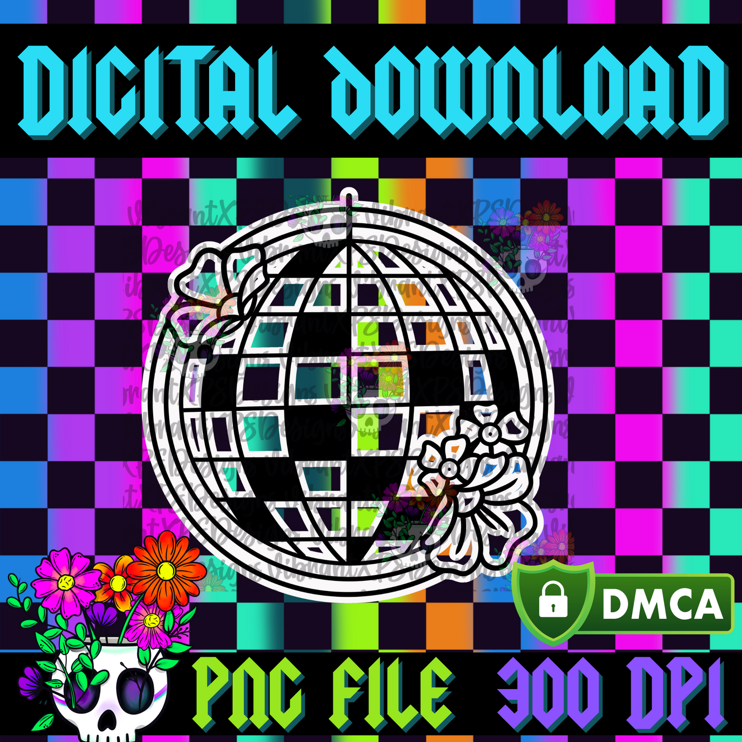 Floral Disco Ball - PNG
