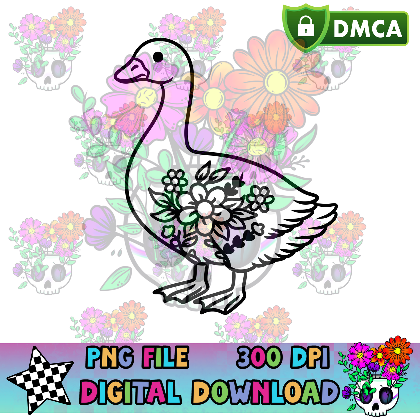 Floral Goose - PNG