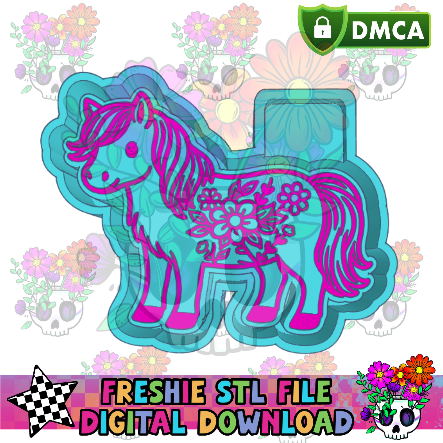 Floral Horse STL File