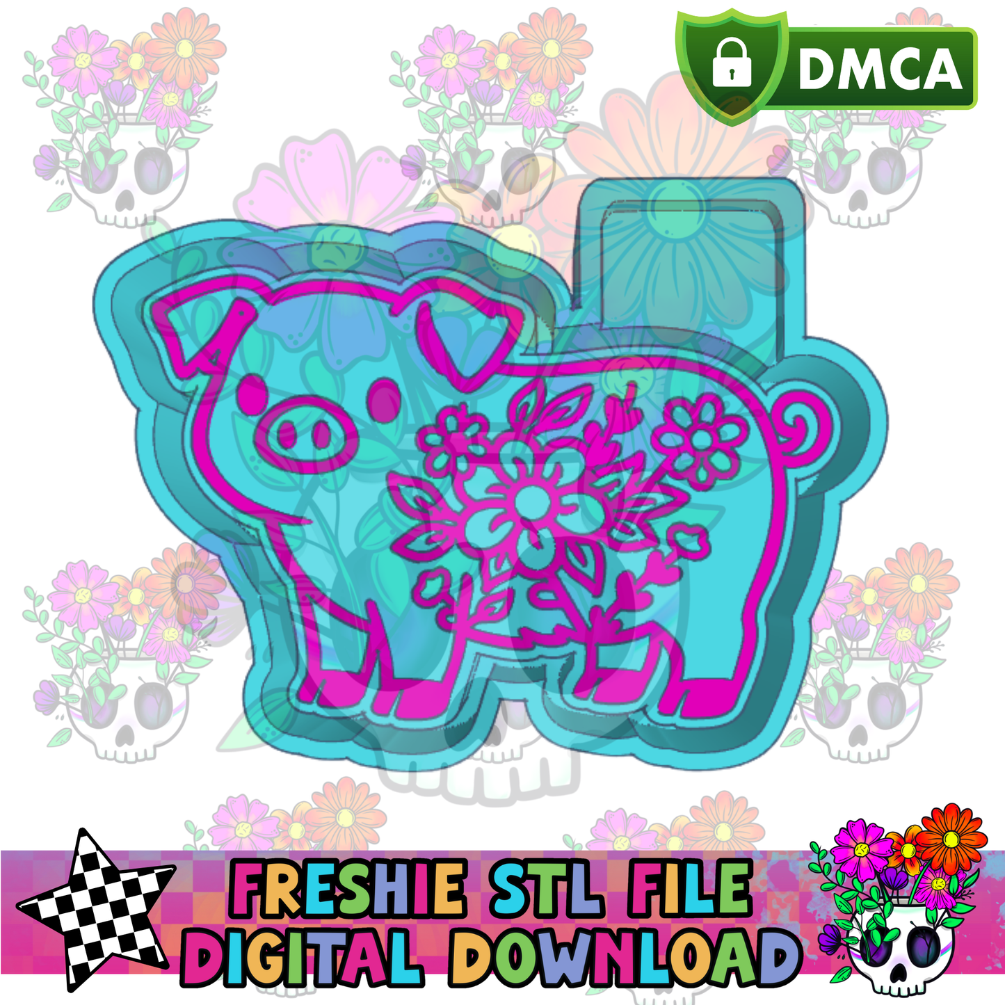 Floral Pig STL File