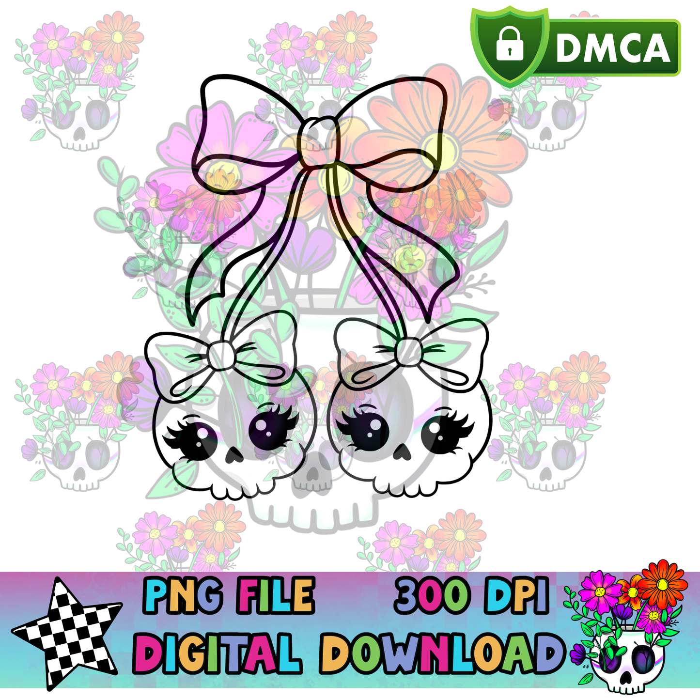Girl Skull Cherries - PNG
