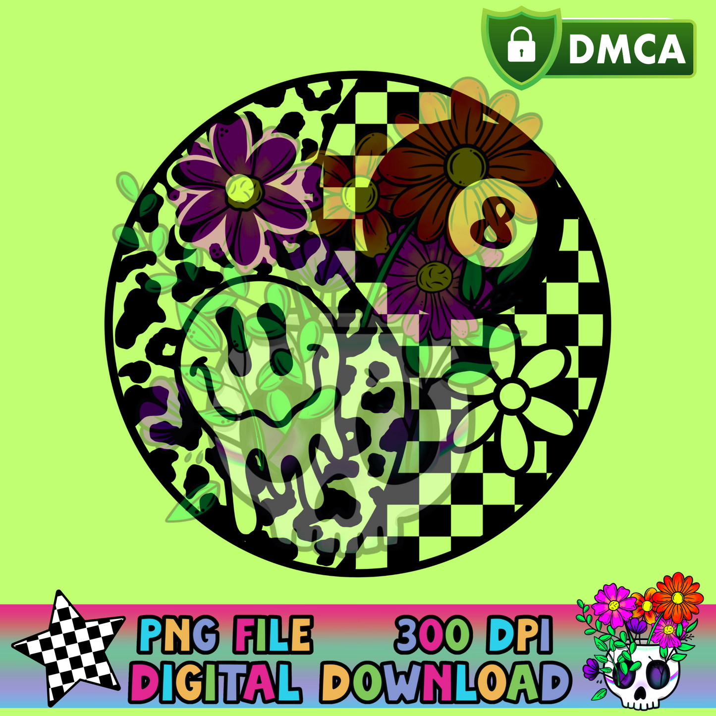 Drippy Happy 8 Ball Daisy Circle - PNG