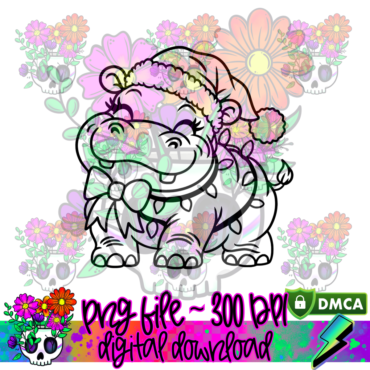Hippopotamus For Christmas - PNG