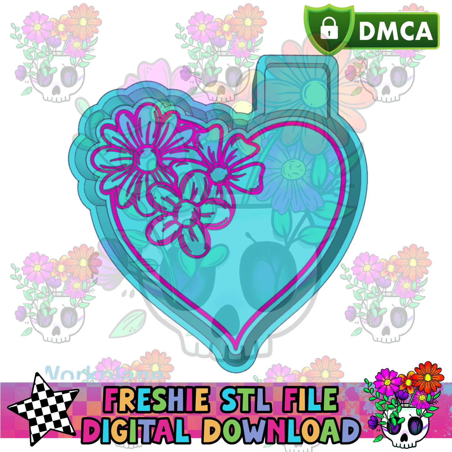 Heart with Flowers Mold Maker STL File
