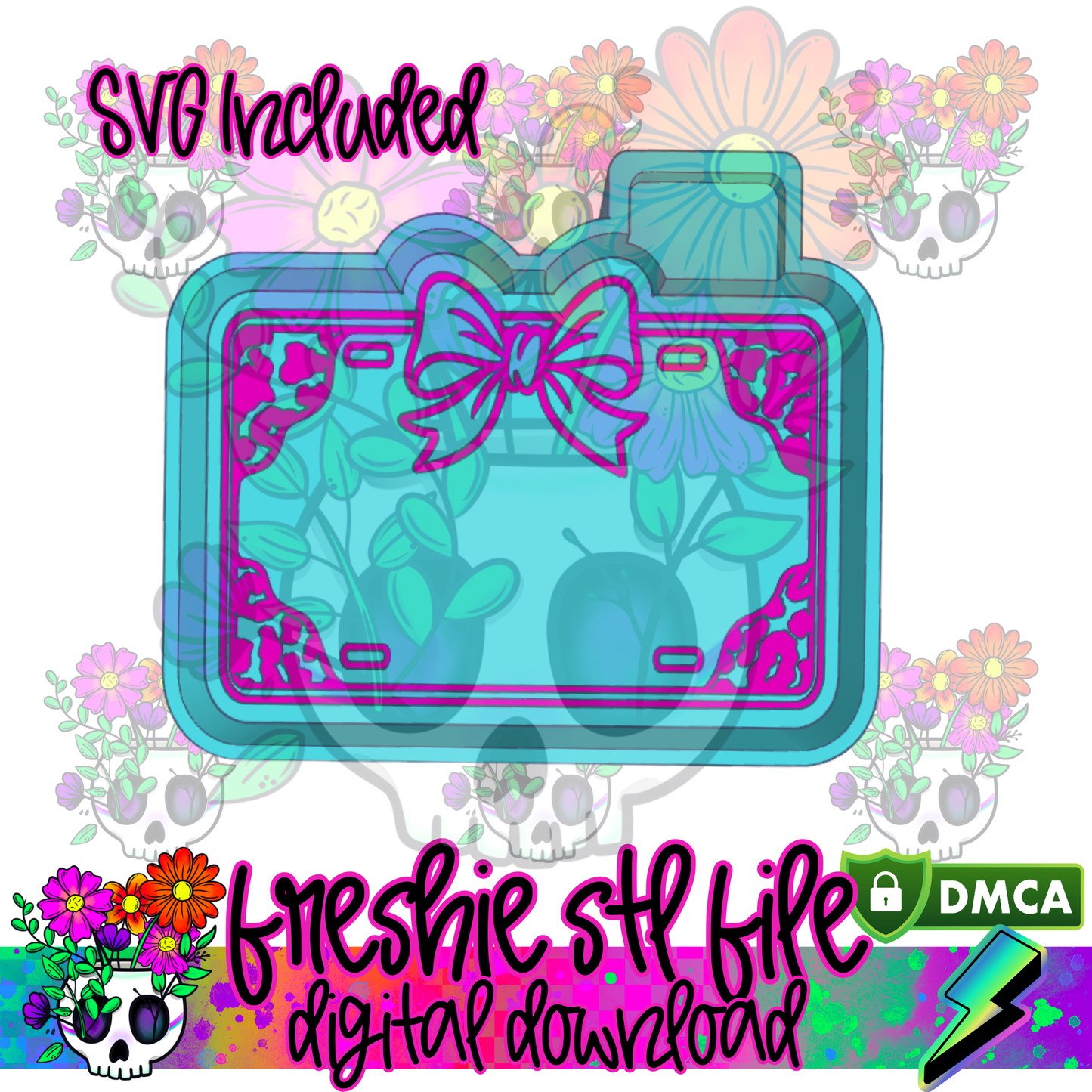 Leopard Print License Plate Mold Maker STL File