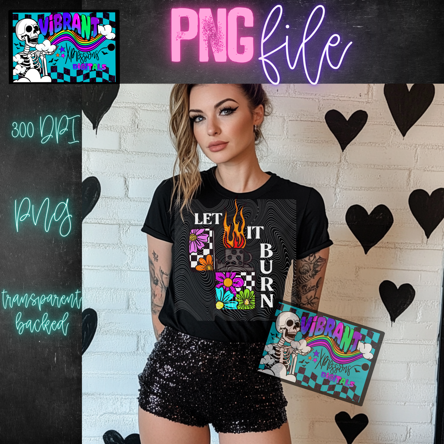 Let it Burn Full Color White- PNG