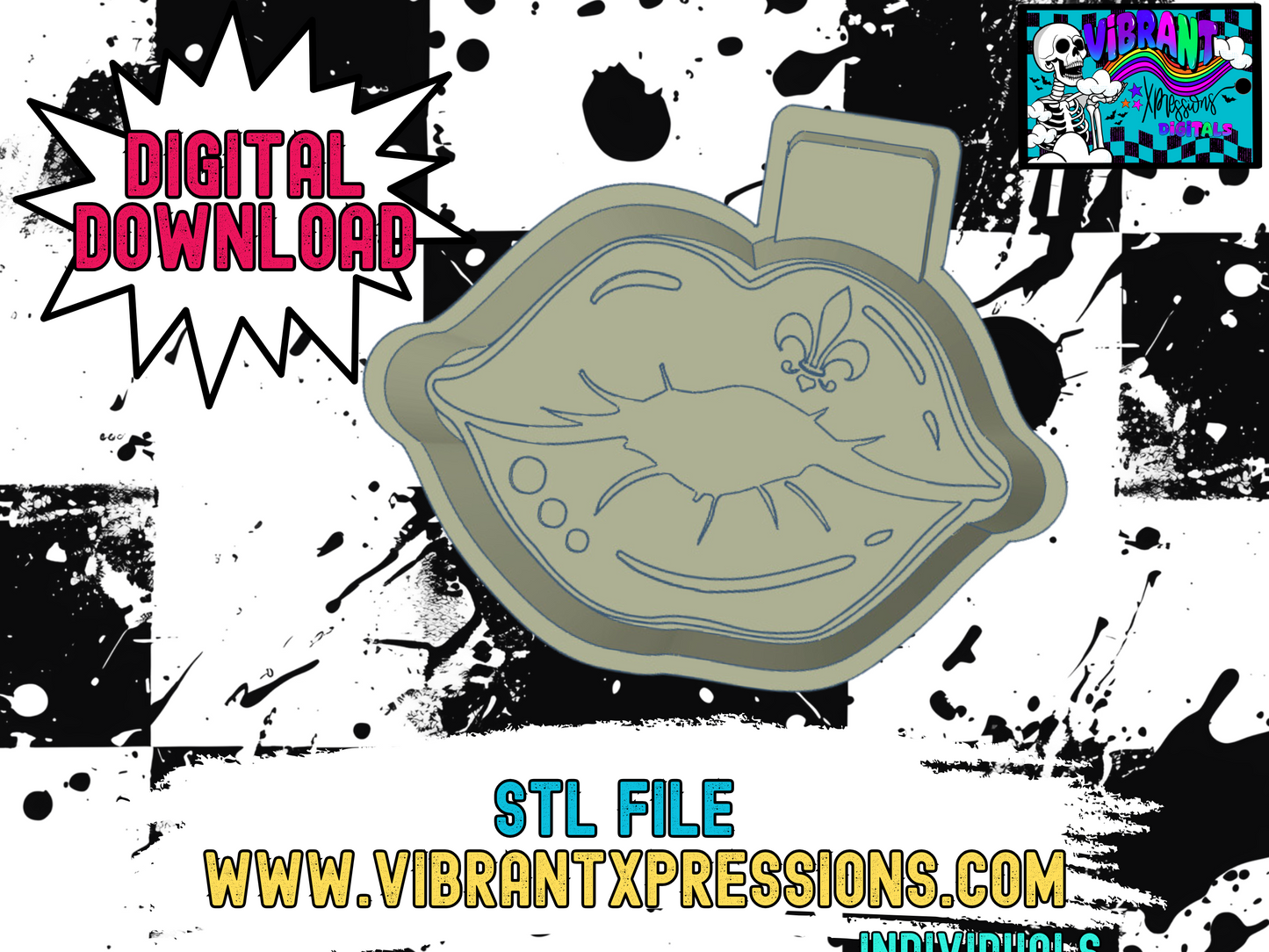 Mardi Gras Lips Mold Maker STL File