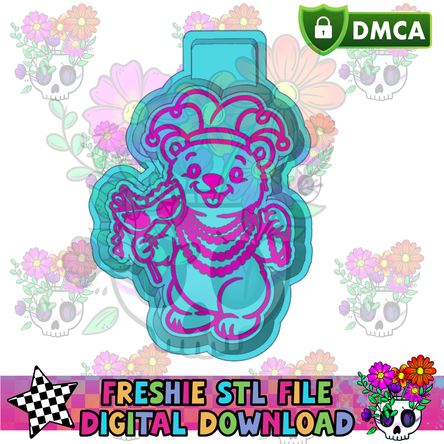 Mardi Gras Teddy Mold Maker STL File