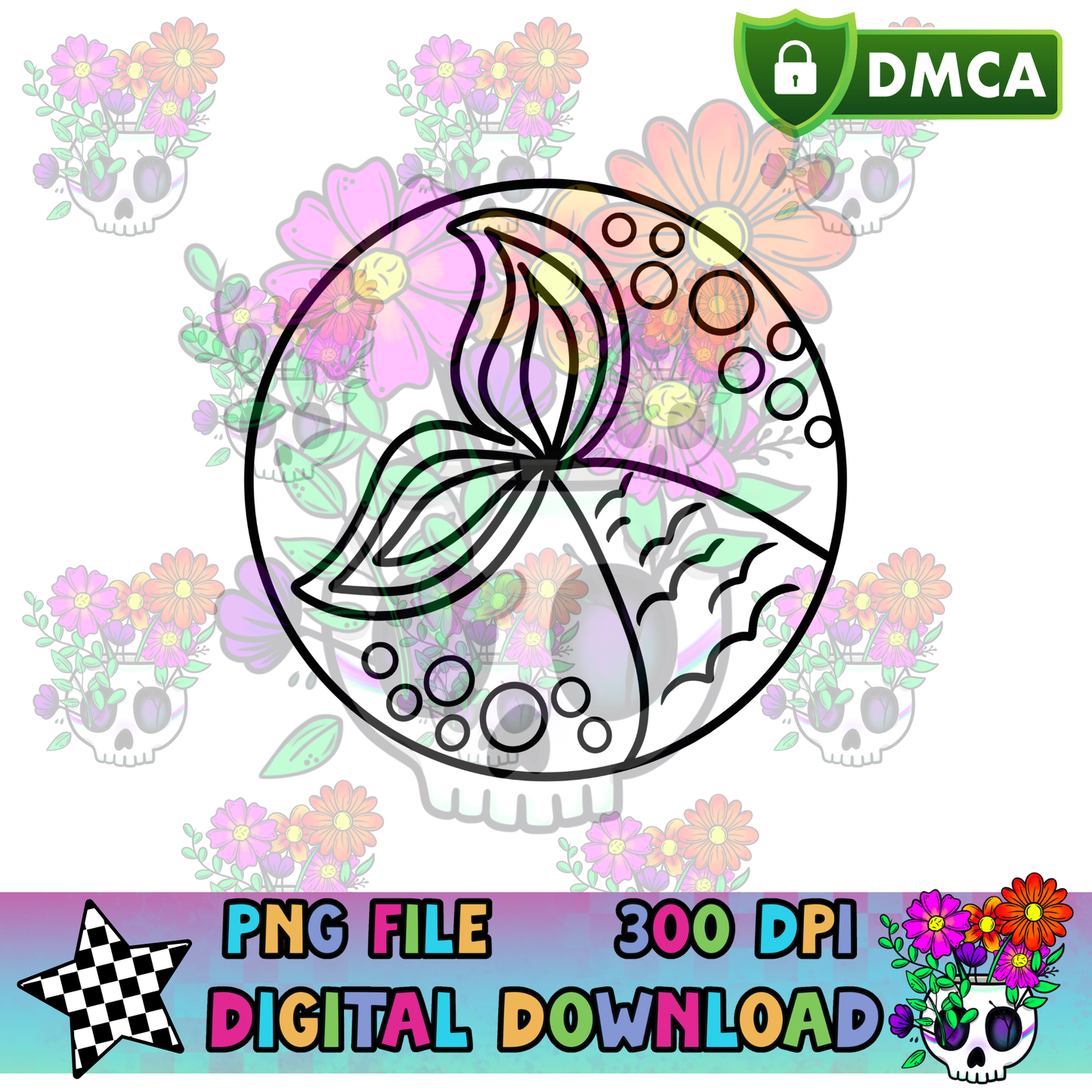 Mermaid Tail Circle - PNG