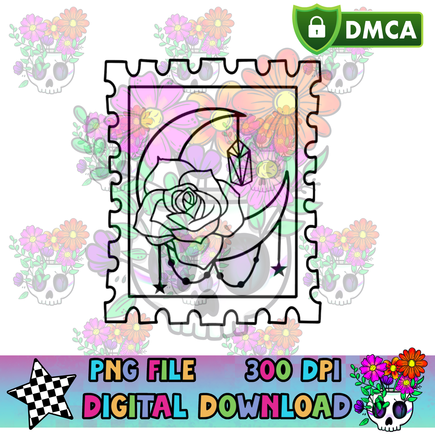 Moon Rose Stamp - PNG