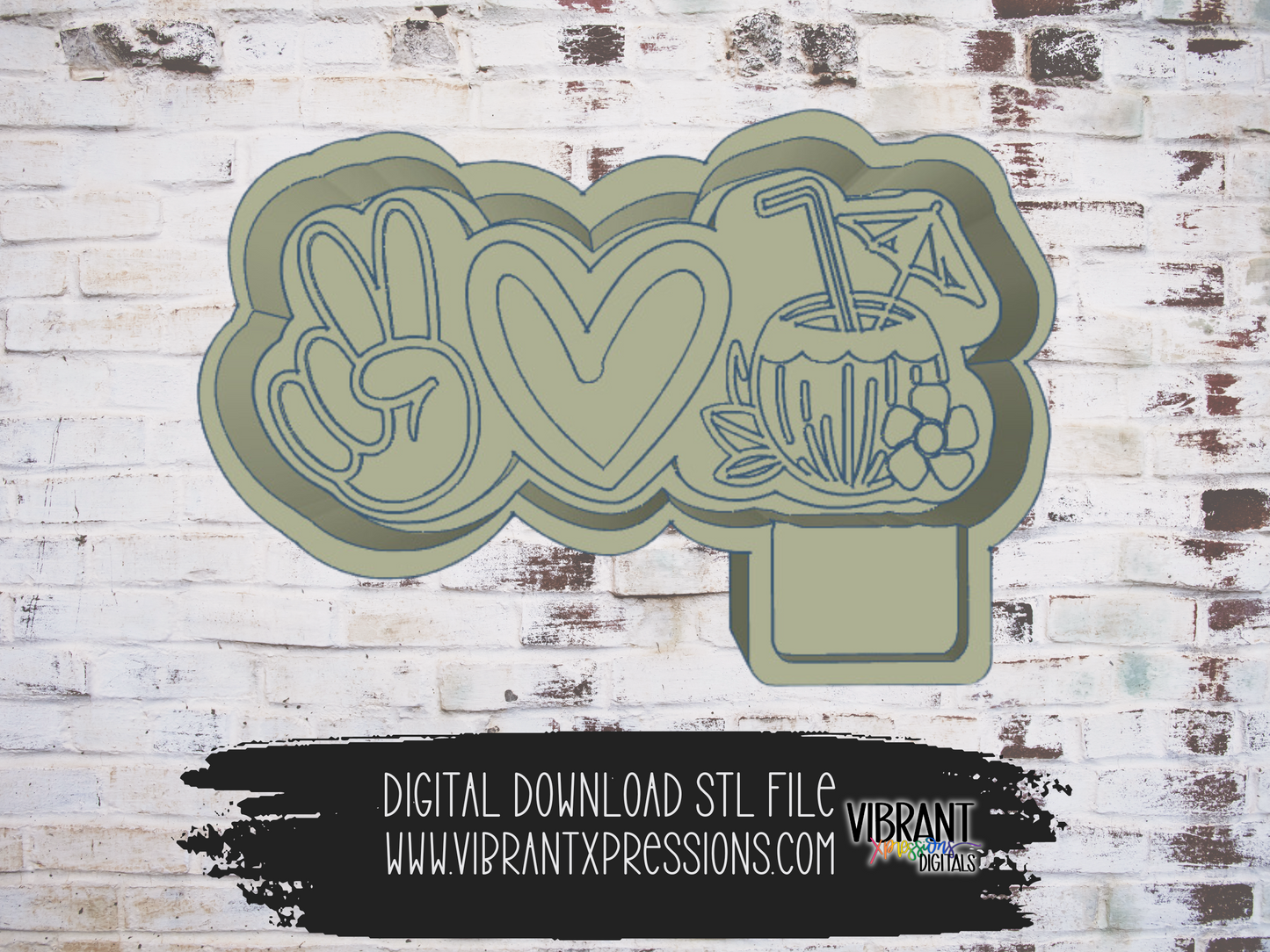 Peace, Love & Drinks Mold Maker STL File