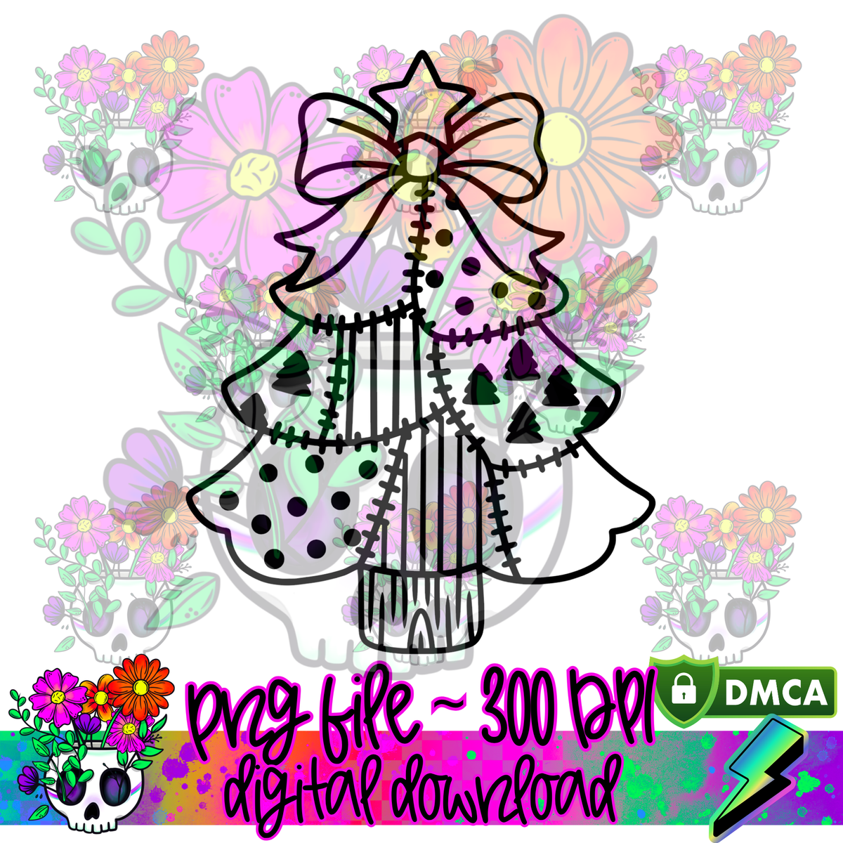 Patchwork Christmas Tree - PNG