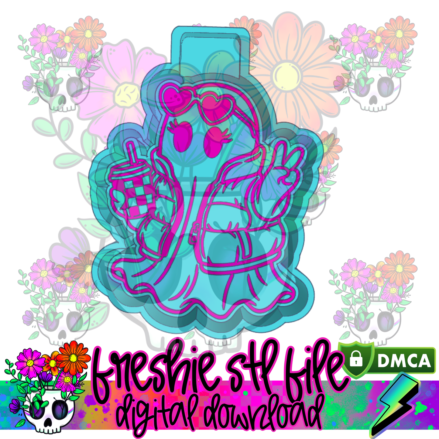 Peace Girly Ghost Puffer Mold Maker STL File
