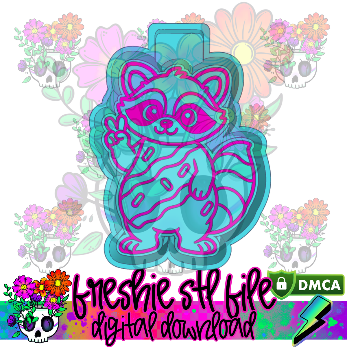 Peace Out Raccoon Tree Cake Mold Maker STL File