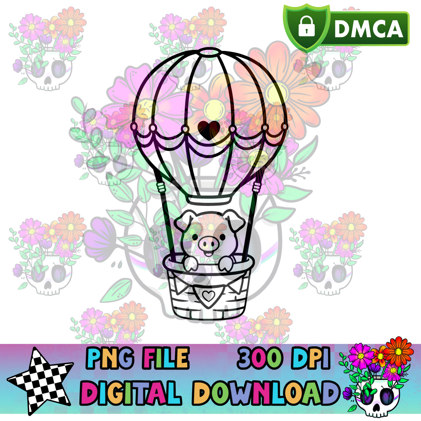 Pig Hot Air Balloon - PNG