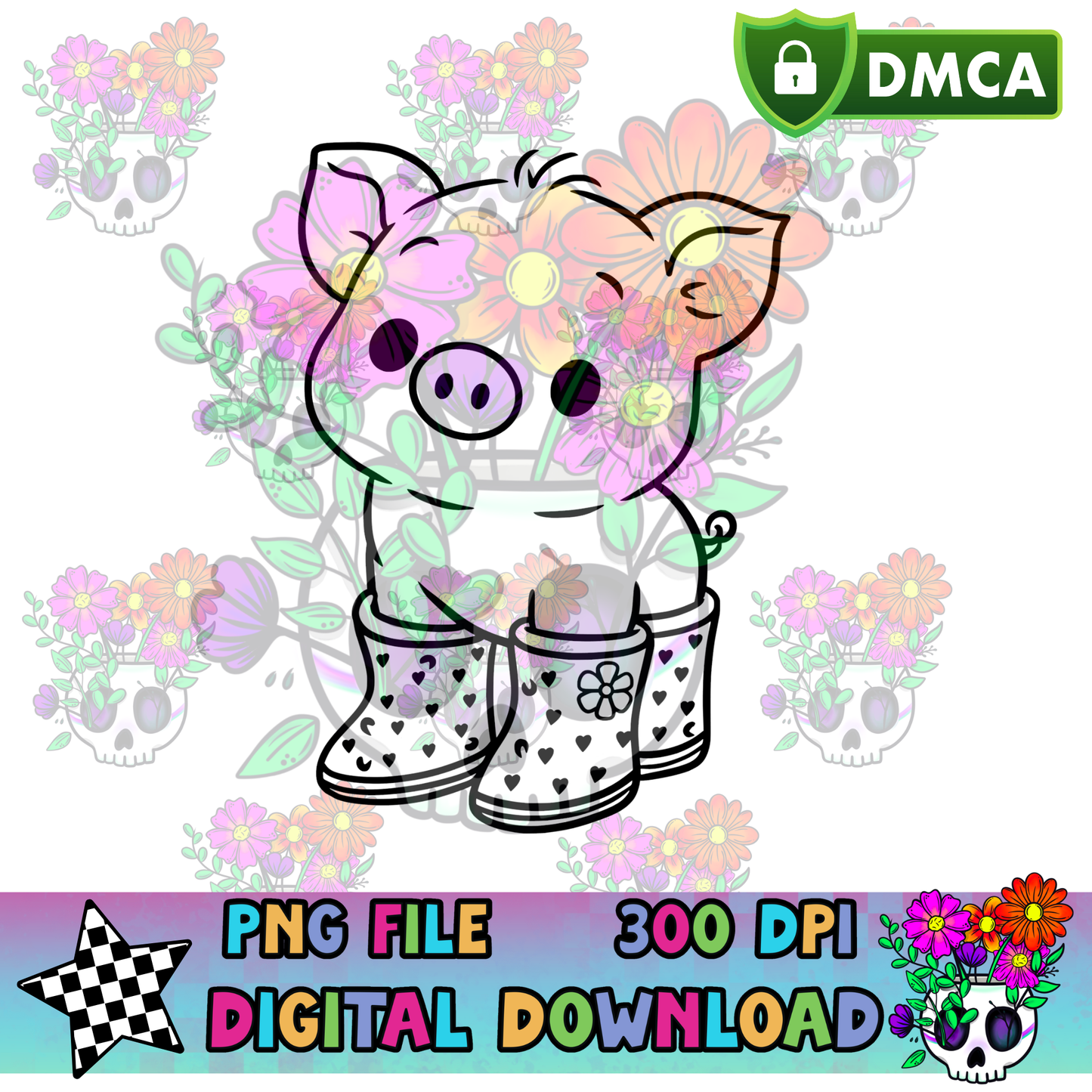Piggie in Rainboots - PNG