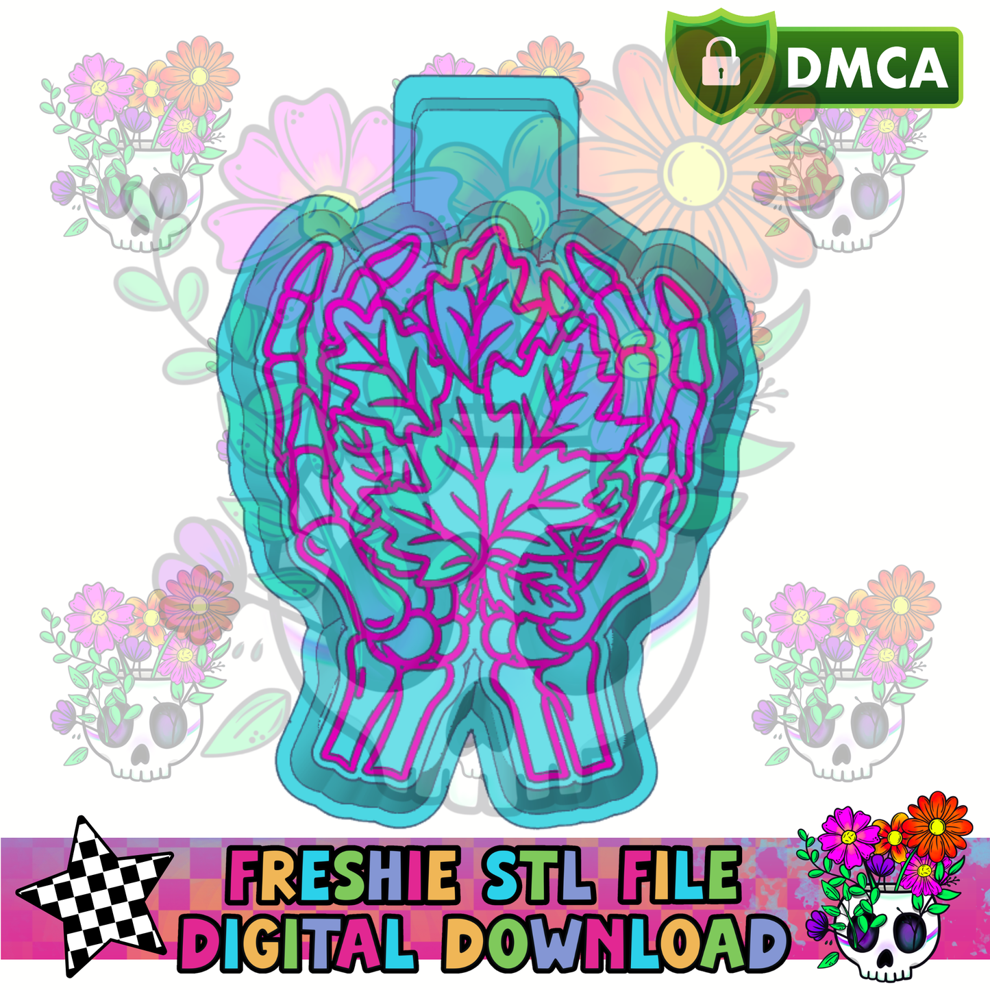 Skellie Hands Holding Leaves Mold Maker STL File