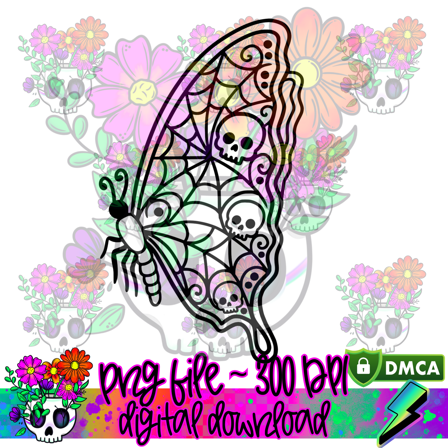 Skull Butterfly - PNG