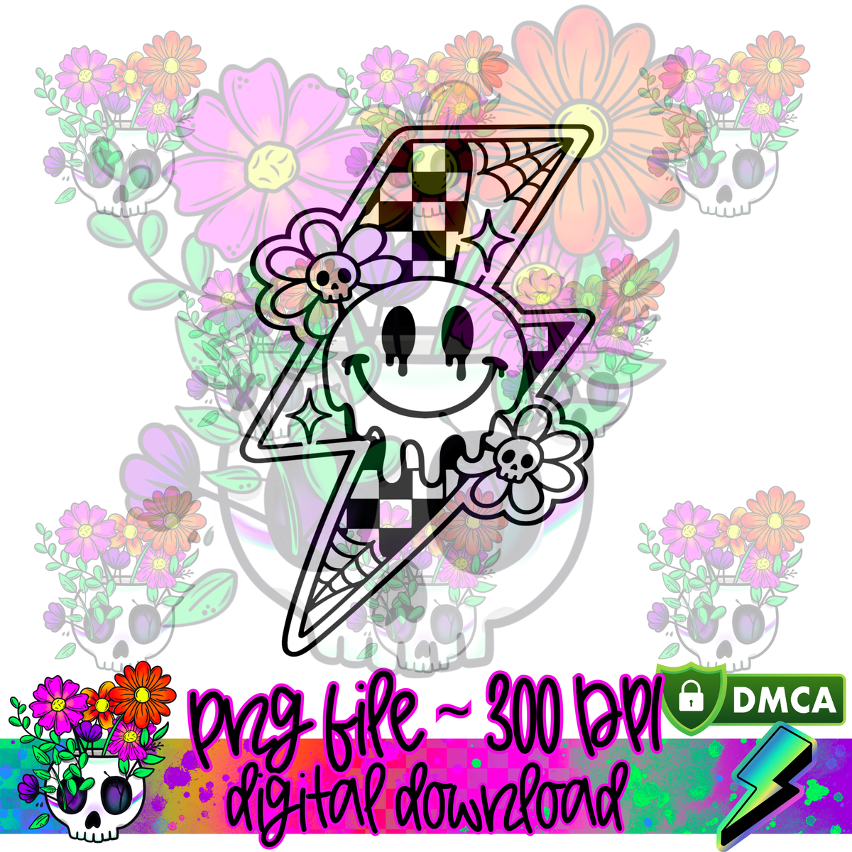 Spooky Checkered Bolt - PNG