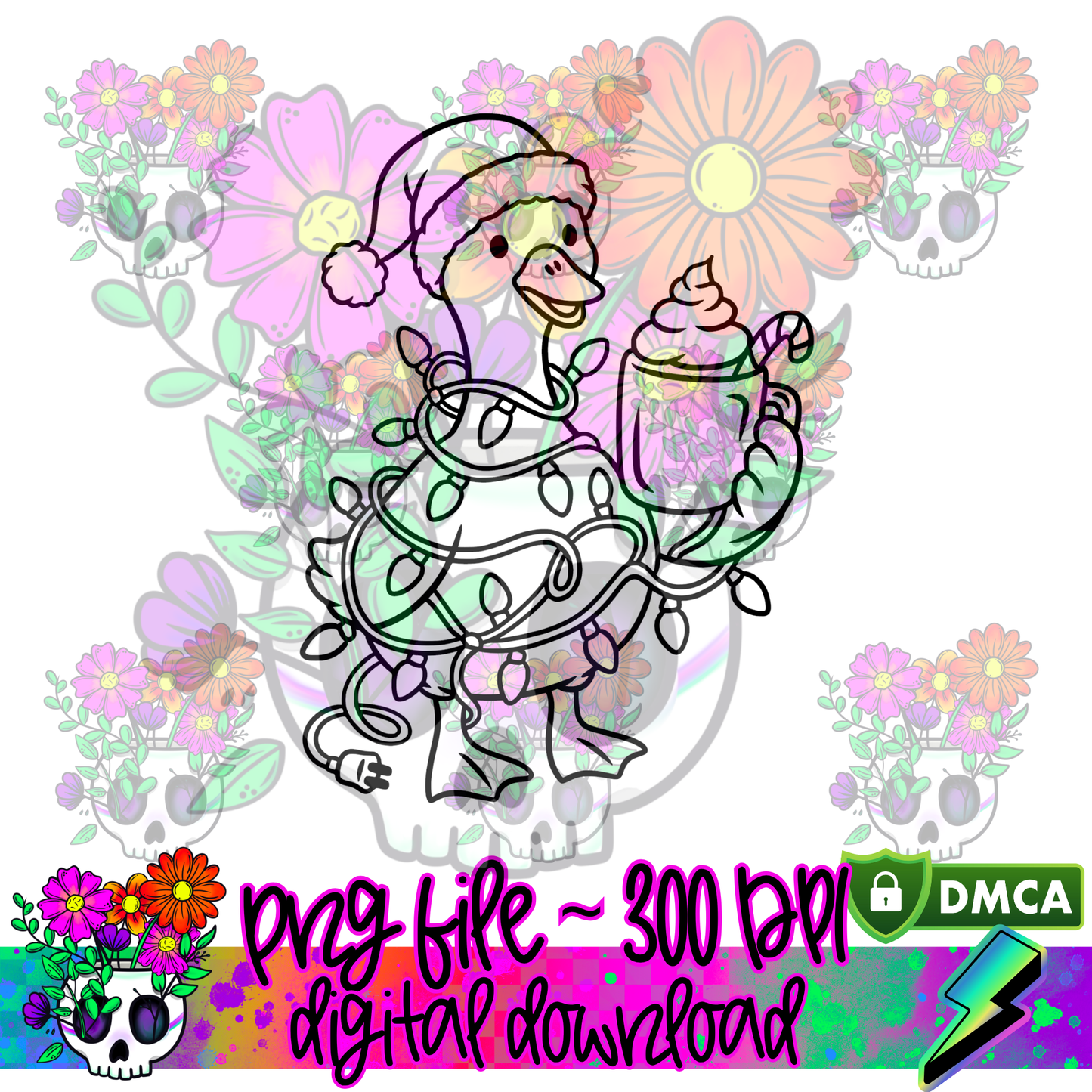 Tangled Christmas Goose - PNG