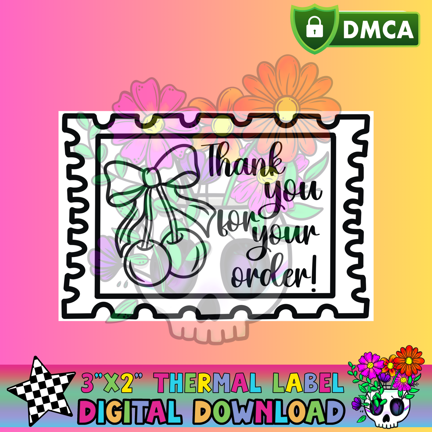 Thank You Cherries – Thermal Label Digital Download