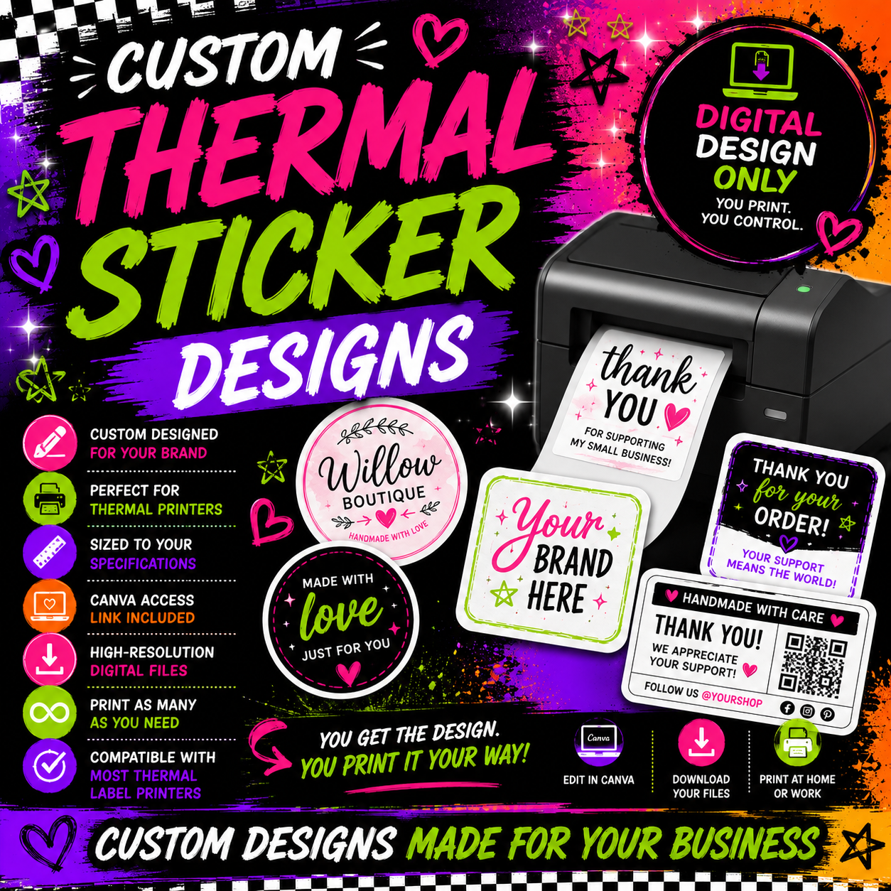 Custom Thermal Sticker Design - Business Branding