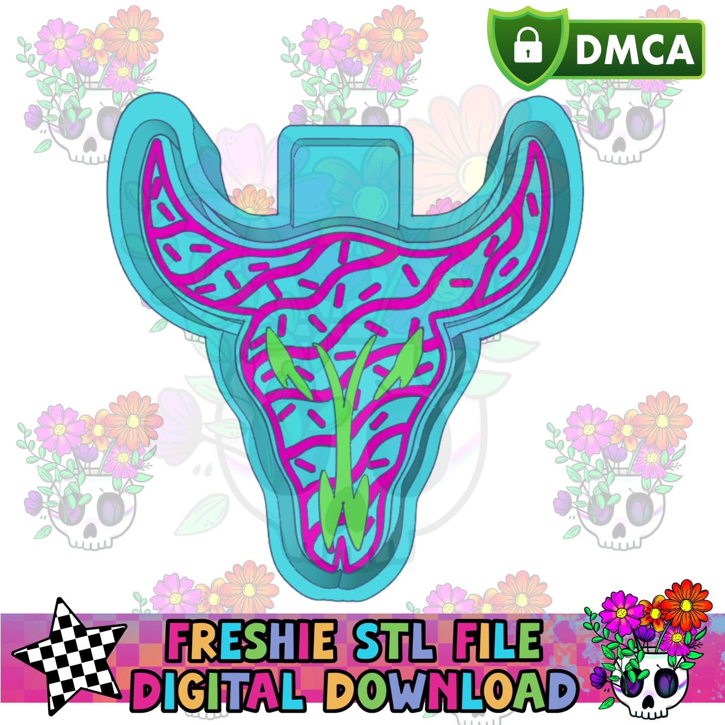 Tree Cake Bull Skull Mold Maker STL File