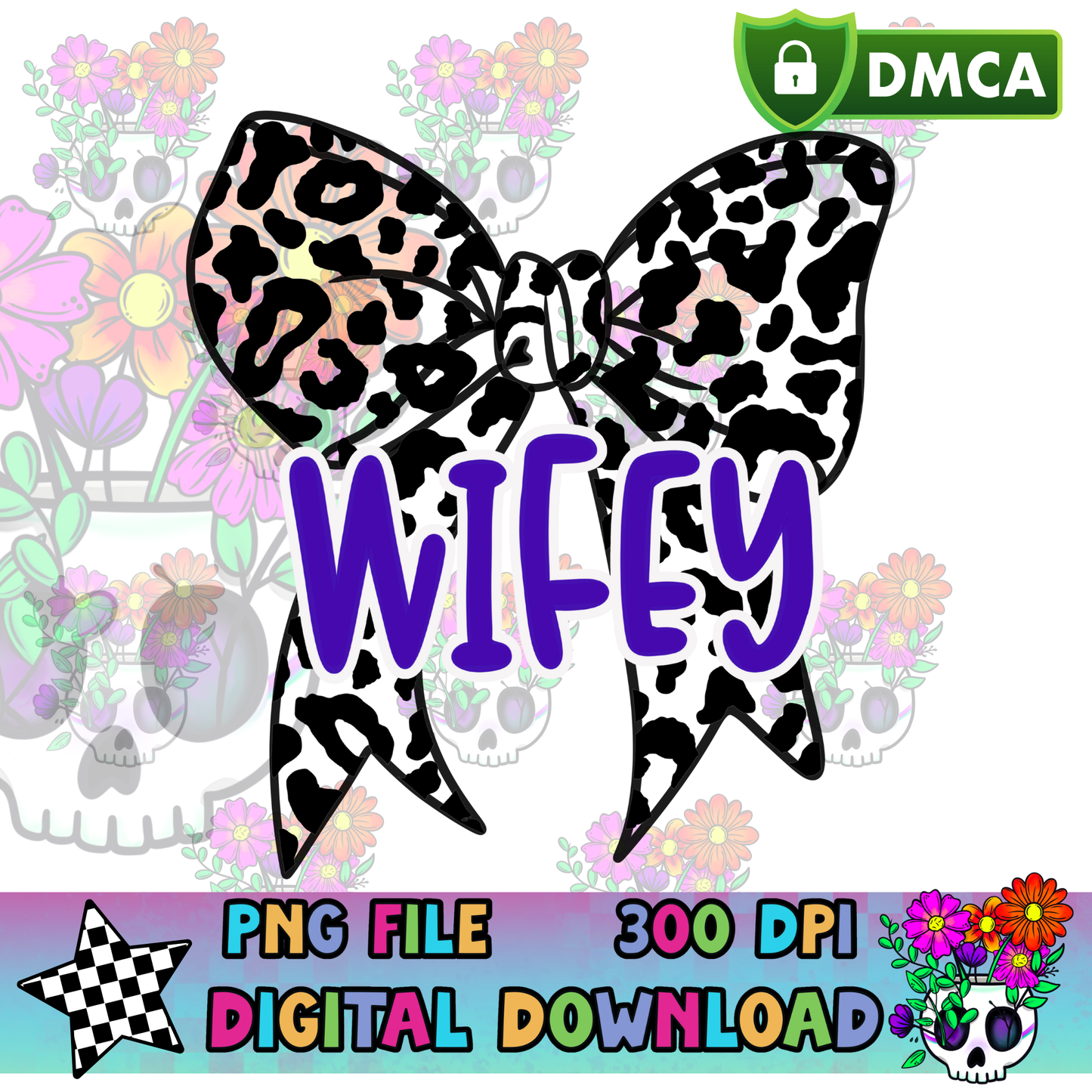 Wifey Leopard Bow - PNG